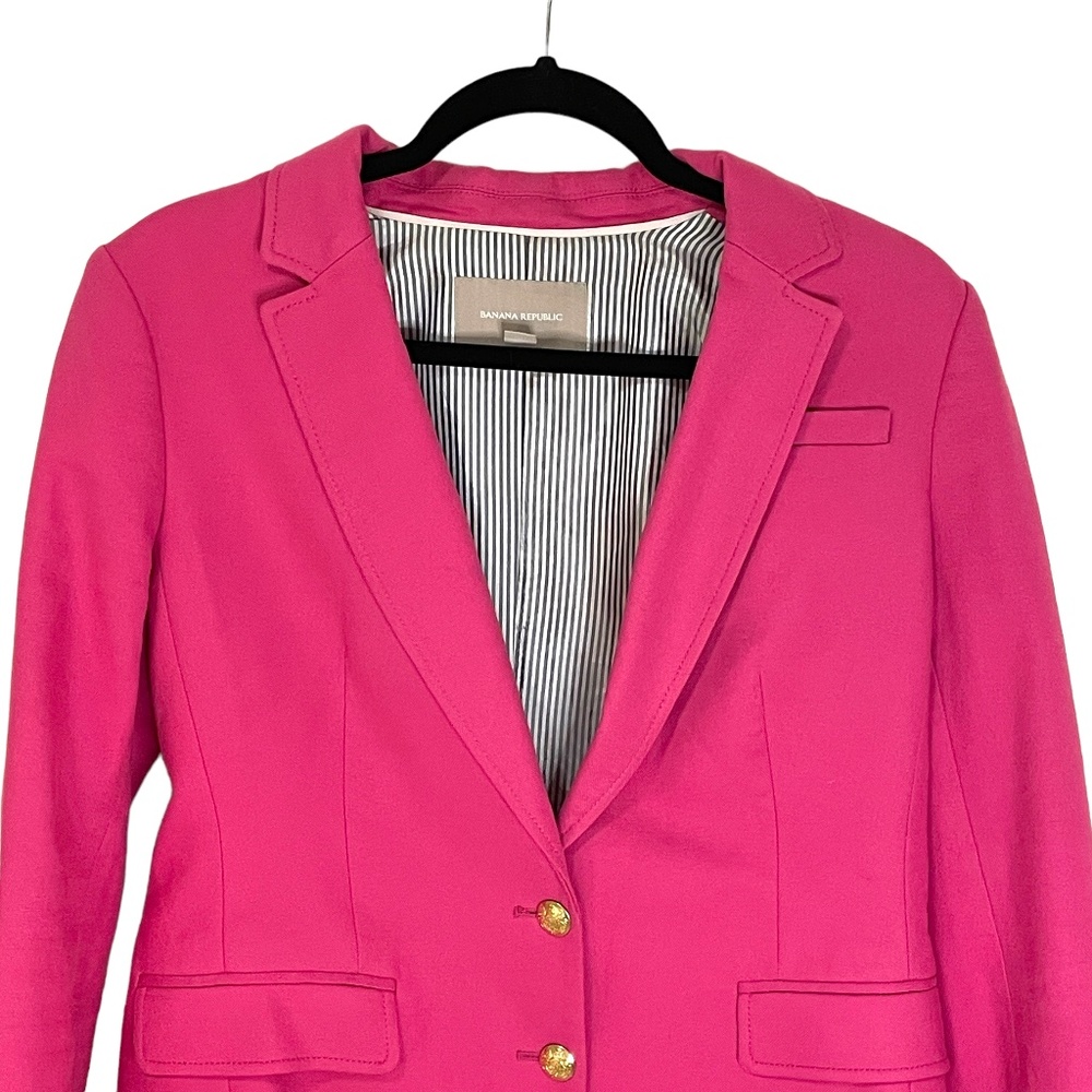 Banana Republic Hot Pink Barbie Flirty Pink Core Career 2 Button Blazer SZ 10 - Picture 7 of 8